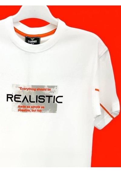 Carinos Erkek Çocuk Realistic Yazılı Pamuklu Tshirt-14631 Beyaz