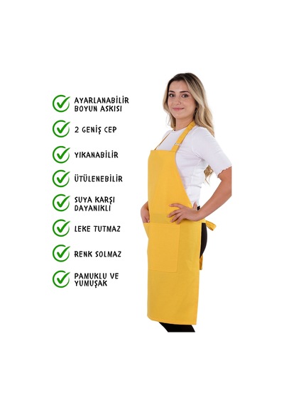 Sevilya Simple Ayar Askılı Mutfak Önlüğü Sarı