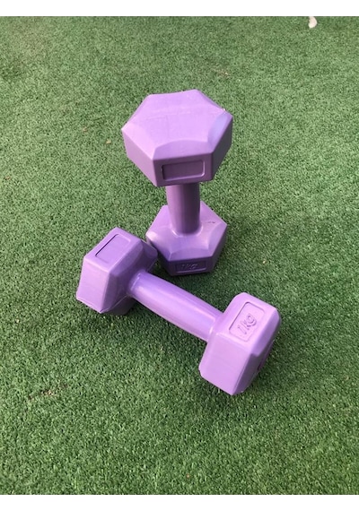 Leyaton Vinyl Kaplı Mor Dambıl 1 KG x 2 Adet