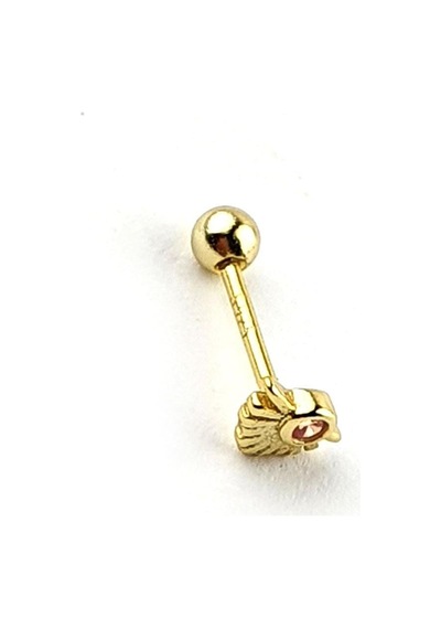 Pembe Zirkon Taşlı 925ayar Gümüş Üzerine Altın Kaplama Luxury Tasarım Tragus Kıkırdak Piercing Altın