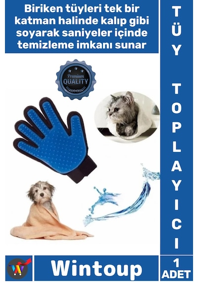 Eldiven Masaj Etkili Silikonlu Evcil Hayvan Tüy Temizleyici Sağ El Kedi Köpek Tüy Toplama Eldiveni