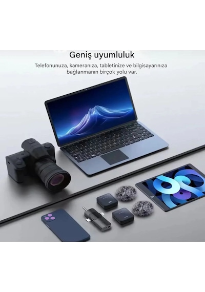 Kablosuz Tüylü Yaka Mikrofonu Apple iPhone Uyumlu  3.5mm Aux Apple iPhone Uyumlu  Type-c Pc Tablet Video Kayıt Vlog Usb-c