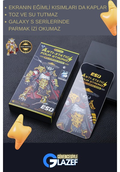 Galaxy Uyumlu  S25 Fe Kırılmaz Cam Siyah Köşeli Tam Kapatan Ekran Koruyucu Anti-static