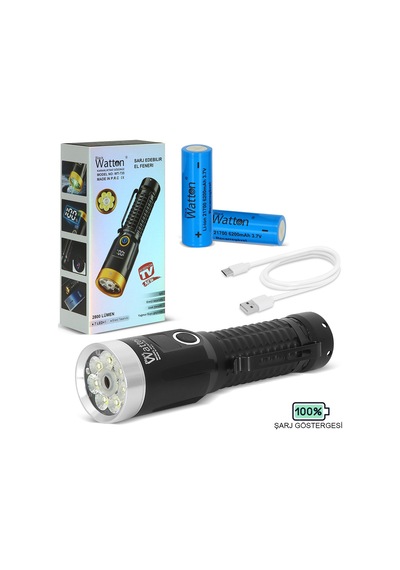 2800 Lümen Özel Seri Led Çalışma Lambası Yeşil Özellikli, Mıknatıslı, Usb Şarjlı El Feneri Wt-735