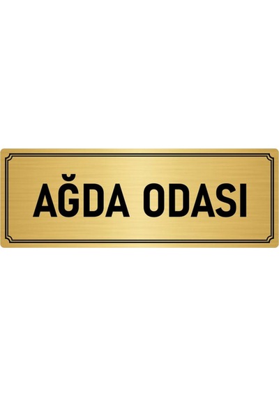 Metal Yönlendirme Levhası, Departman Kapı İsimliği Ağda Odası 7x20 cm Altın Renk