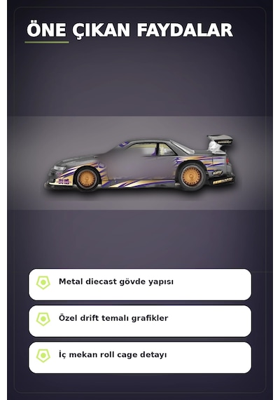 Metal Diecast 1/64 Olcek Nissan Silvia S13-r Drift Arabasi - Kaido House Koleksiyon Modeli Bx-313398