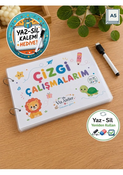 Okul Öncesi Yaz-sil Çizgi Çalışmaları Çocuk Kitabı