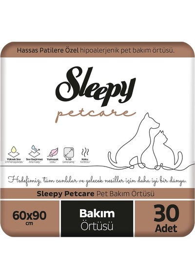 Sleepy Petcare Pet Bakım Örtüsü 60x90 Cm 30 Adet