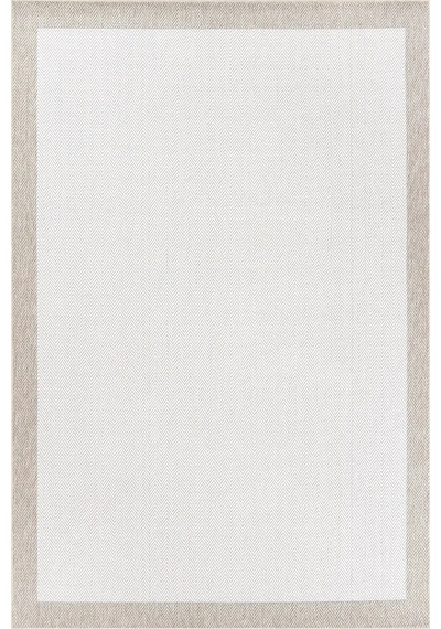 Hoom Rugs Lora 3204 Bej Çerçeveli Pamuk Taban Hav Toz Vermez Sisal Halı