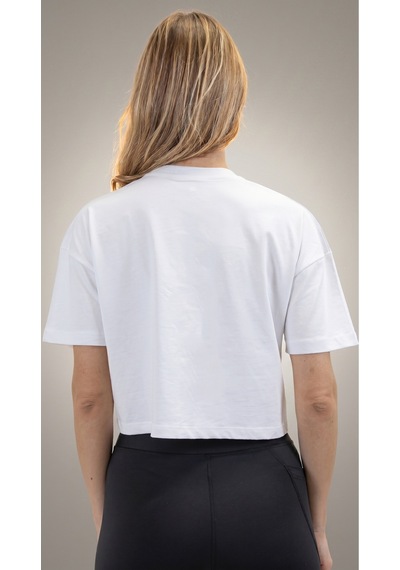Heyy's Oversize Kadın Crop Beyaz T-shirt Beyaz