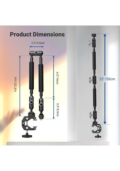 22 "sihirli Kol W Masa C Kelepçe, Mic Boom Kol Eklemli Üstten Kamera Dağı 1/4 "3/8" Arrı İçin Konular, Telefon Mikrofon Webcam Eylem Kamera Video Işık İçin Masaüstü Standı Tutucu Ua057
