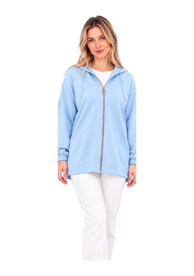 Fiolin Kristal 2 İplik Salaş Fermuarlı Sweatshirt Bebe Mavi