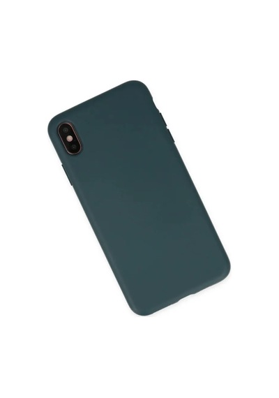Jenerik Apple iPhone Uyumlu  Uyumlu Xs Max Kılıf Nano İçi Kadife Silikon - Koyu Yeşil
