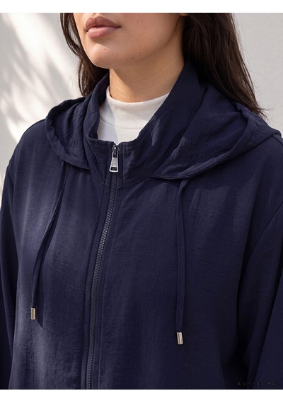 Lcw Curve Lacivert Büyük Beden Kapüşonlu Kadın Sweatshirt Tunik