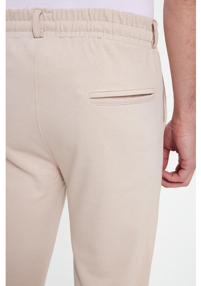 Tudors Erkek Slim Fit Pamuklu Beli Bağlamalı Yan Cepli Katlamalı Paça Jogger Bej Pantolon-42320 Bej