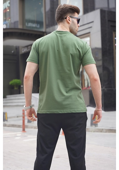 Madmext Haki Yeşili Regular Fit Basic Erkek Tişört 6131-haki Yeşili Haki Yeşili