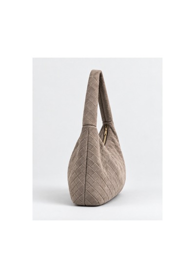 Nura Collection Vizon Kadın Hakiki Süet Örgü Dokulu Shopper Omuz Çantası Bej - 936381748 Bej