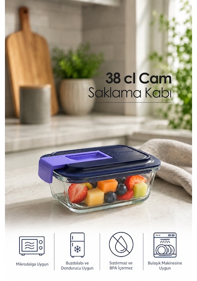 3 Parça Cam Saklama Kabı Ve Fırın Kabı Seti Vakumlu Kapaklı Fransız Üretimi