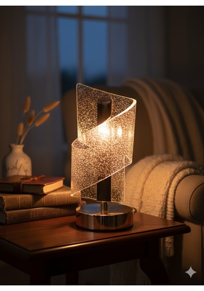 Şarjlı Dekoratif Camlı Masa Lambası 3 Modlu Led Aydınlatma Renkli