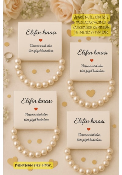 10 Adet İnci Bileklik - Kına Hediyesi - Nişan Hediyesi - Bride Hediyesi - Lastiklidir.