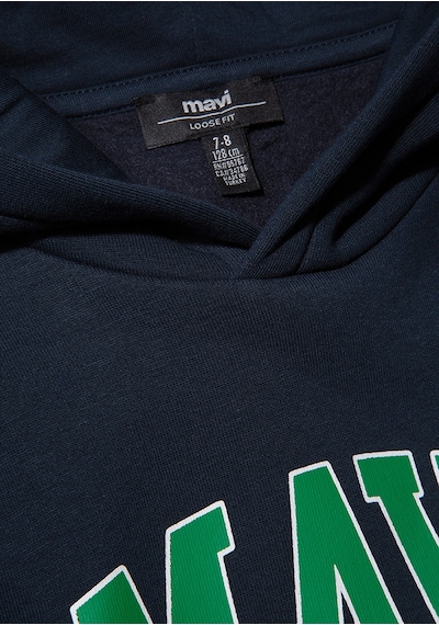 Mavi - Mavi Logo Baskılı Lacivert Kapüşonlu Sweatshirt 6610110-70 Lacivert