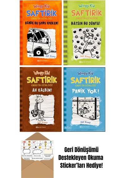 Jeff Kinney 4 Kitap Seti + Okuma Sticker'ları