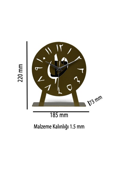Elif-vav Model Metal Lazer Kesim Akar Sessiz Mekanizmalı Masa Saati Gold