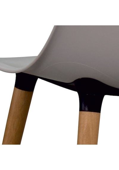 Vilinze Eames Naturel Ahşap Ayak Plastik Gri Sandalye Eames-beyaz Gri - Naturel