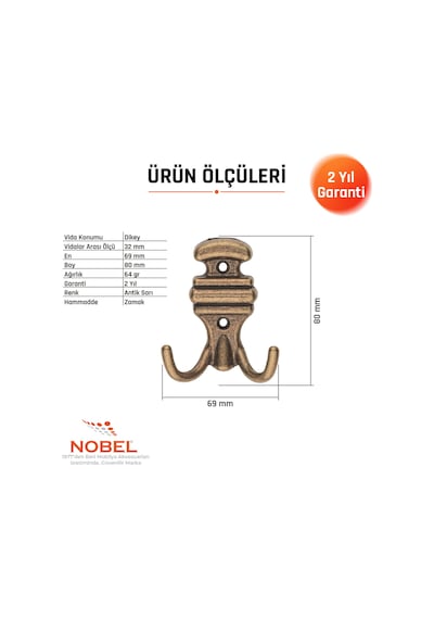 Kemerli Askı, Metal Vestiyer Askısı, 64 Gr, Dolap Ve Duvar Askılığı, Anti K Sari Vidalı