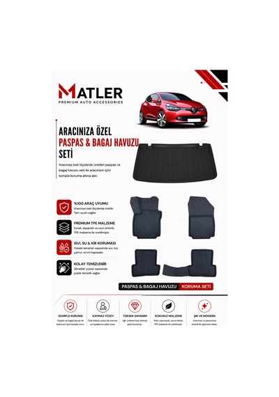 Renault Clio 4 2018 Model 4d Ekstra Havuzlu Paspas Ve Bagaj Havuzu Set