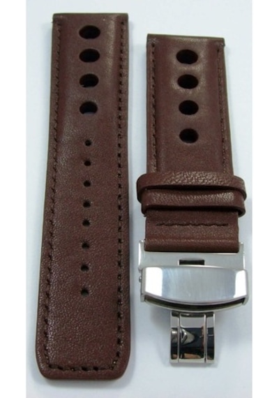 Bizon Deri Saat Kayışı 24Mm Spor Kahverengi Klipsli Saat Kordonu (305181164)