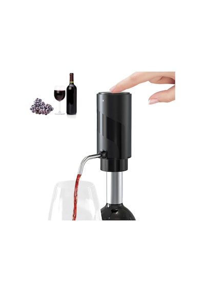 Haier Premium Şarj Edilebilir Dokunmatik Şarap Havalandırıcı & Şarjlı Dağıtıcı Dekantör 250 Ml. Siyah