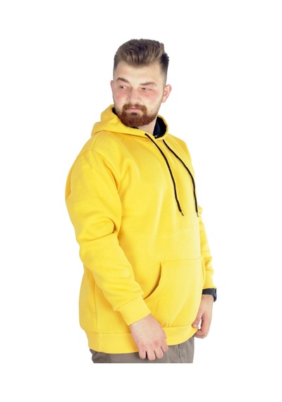 Mode Xl Erkek Sweatshirt Kapşonlu Pocket Basic 20562 Hardal 001