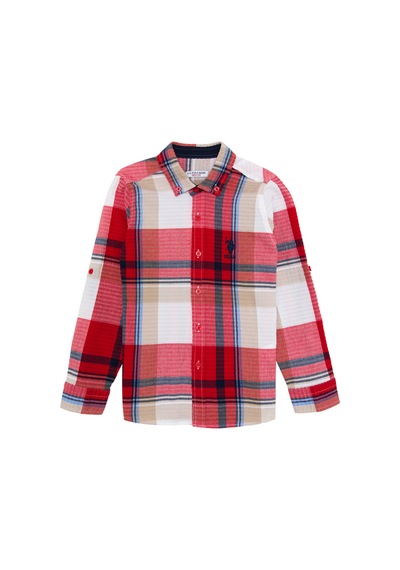 U.s. Polo Assn. Erkek Çocuk Kırmızı Gömlek Desenli 50270360-vr030 Kırmızı