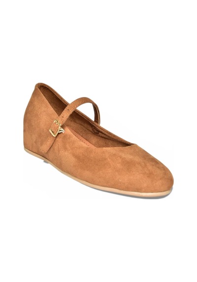 Fox Shoes Y250770702 Taba Süet Alçak Dolgu Tabanlı Kadın Ayakkabı Taba