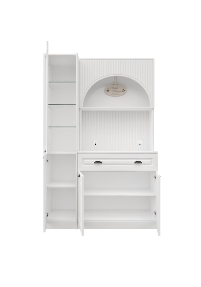 Guneystore Armoni Black Midi Kahve Köşesi Sol Vitrinli Komple Mdf Beyaz