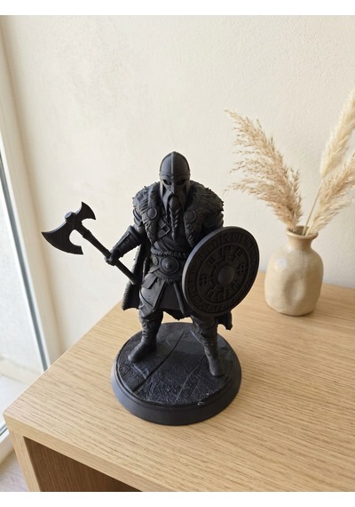 Viking Savaşçı Biblosu 15 Cm İskandinav Mitolojisi Heykel Mat Siyah Karakter Figür Masaüstü Ofis Kitaplık Dekoru Erkek Hediyesi 15cm