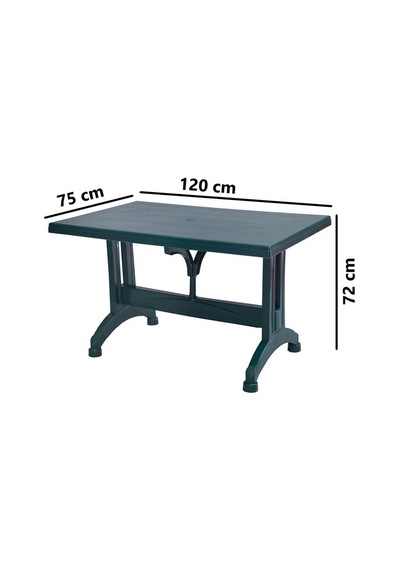 Omnipazar Mt-gf212 Prima Ancora Plastik Dikdörtgen Bahçe Balkon Masa 75x120 Cm Yeşil