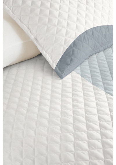 Mavi Geometrik Modern Genç Odası Tek Kişilik Pike Takımı - Gri Minimal 160x220 Cm Yatak Örtüsü Beyaz