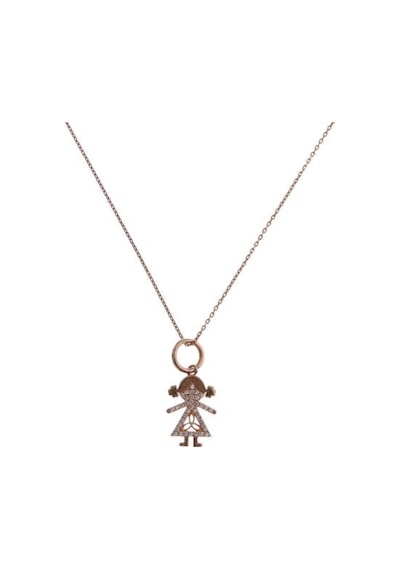 925 Ayar Gümüş Kız Bebek Zirkon Taşlı Rose Kaplama Gümüş Kolye
