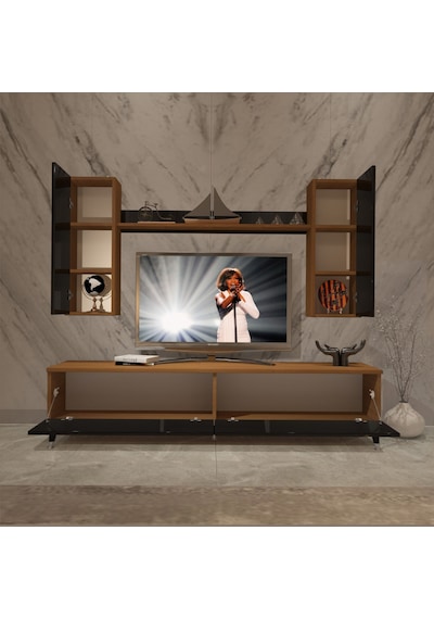 Decoraktiv Eko 7 Mdf Std Silver Tv Ünitesi Tv Sehpası Ceviz - Siyah