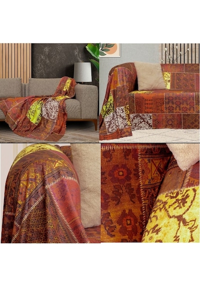 Latuda Concept SoftMicro Etnik Desenli Boho Koltuk Örtüsü 130 x 180 CM