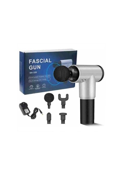Fascial Gun Masaj Aleti Tabancası Sporcu Kas  Şarjlı 6 Gri - Siyah