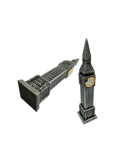 Vintage Metal İngiltere London Big Ben Saat Kulesi Gümüş 23 Cm 1