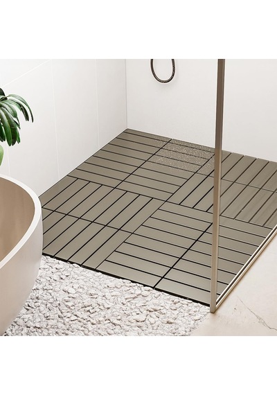 1177 Bahçe Balkon Teras Banyo Paspası 9lu Zemin Karosu Latte Genel