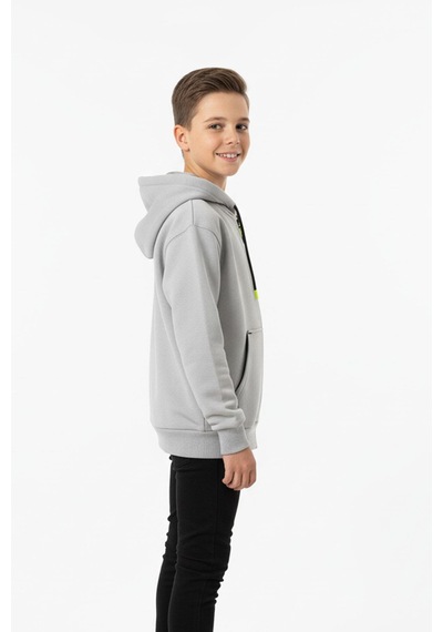Kapüşonlu Fermuarlı Yandan Cepli Baskılı %100 Pamuk 2 İplik Mevsimlik Erkek Çocuk Sweatshirt-90937 Gri Kapüşonlu Fermuarlı Yandan Cepli Baskılı %100 Pamuk 2 İplik Mevsimlik Erkek Çocuk Sweatshirt-90937 Gri