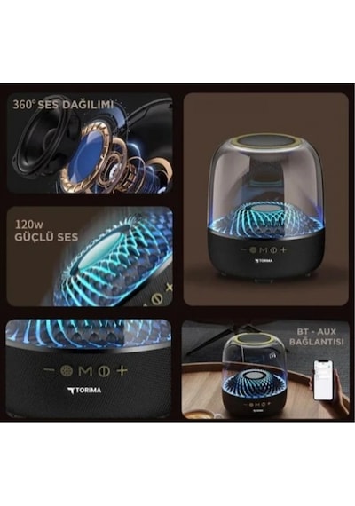 D33 Siyah Taşınabilir Kablosuz Bluetooth Hoparlör Renkli
