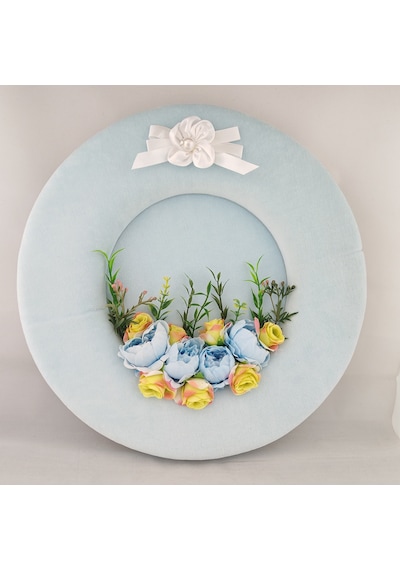 Baby Shower Kapı Süsü ve Çiçekli Taç Seti Mavi