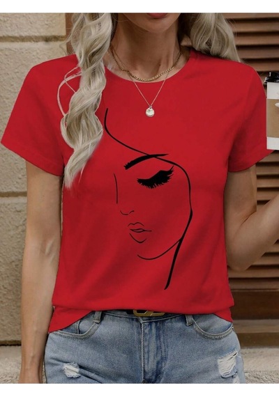 Uyguntarz Unisex Siluet Baskılı Tasarım Tshirt Kırmızı