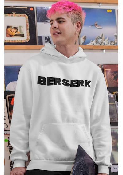 Sevbano Berserk Guts Anime Sırt Baskılı Unisex Oversize Penye Hoodie beyaz